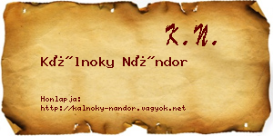 Kálnoky Nándor névjegykártya